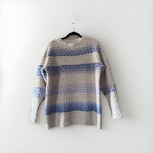 BiBi Sweater Womens X-Large Pullover Heart Cream Blue Purple Extra Soft